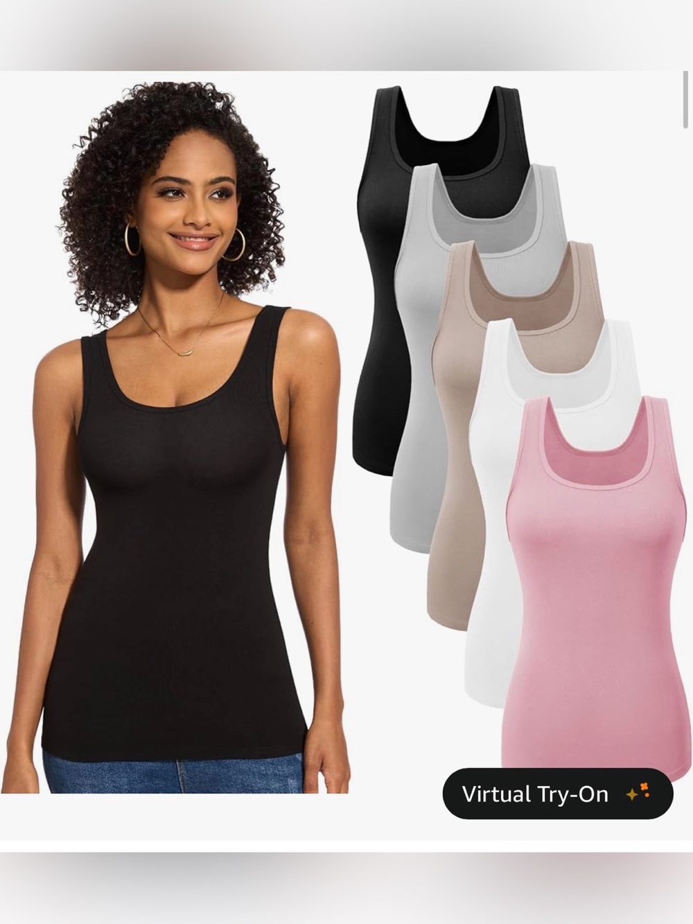 Mijoho 5 Pack Basic Ribbed Tank Tops for Women Layering Undershirts | Scoop Neck